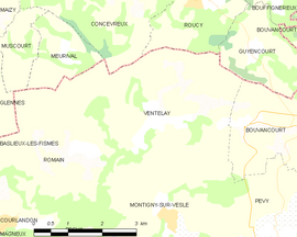 Mapa obce Ventelay