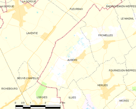 Mapa obce Aubers