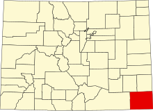 Karte von Colorado, die Baca County.svg hervorhebt