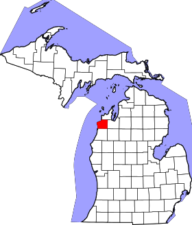 Map of Michigan highlighting Benzie County.svg