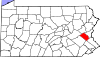 State map highlighting Lehigh County