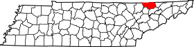 Map of Tennessee highlighting Claiborne County.svg