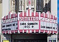 Detailed view of the marquee of the Senator Theatre in Chico, December 2023.