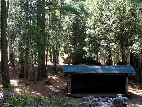 A lean-to at a campsite on Middle Saranac Lake