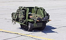 Milos L (UGV), a military robot for evacuating the wounded from the battlefield. Milos L 01.jpg