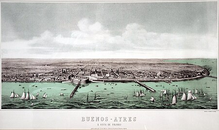 Buenos Aires à vol d'oiseau, gravure de D. Dolin, v. 1865