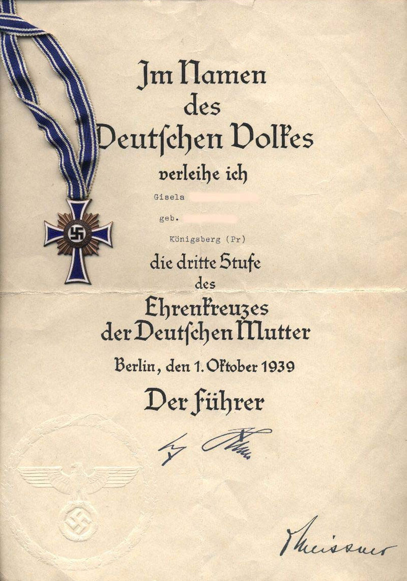 medalla madres alemanas nazis