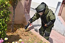 An NSG bomb disposal squad member during a training mission NSG bomb disposal squad.jpg