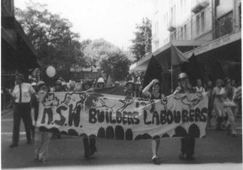 Female members of the Australian Builders Labourers Federation march on International Women's Day 1975 in Sydney