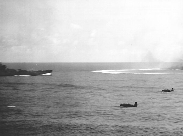 Nakajima B5N2s making a torpedo attack at Santa Cruz on 26 October 1942