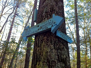 Natchaug northern trailead and intersection with Nipmuck Trail, Eastford, Connecticut.