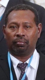 Nestor Ghiro poses for an official photo as part of the delegation led by Solomon Islands Prime Minister Manasseh Sogavare (26 September 2017) in Taipei, Taiwan