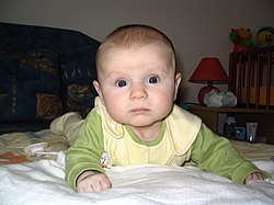 An infant in a common baby picture