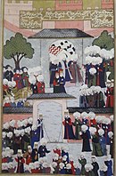 Похороны валиде-султан Нурбану. Миниатюра из «Шехиншахнаме» Сейида Локмана, 1592 год