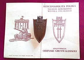 Odznaka Grunwaldzka legitymacja front&back