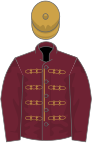 Claret, gold braid, claret sleeves, gold cap