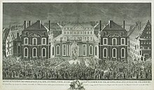 Jauregia argiztuta 1744an, Luis XV.a Borboikoa jasotzeko.