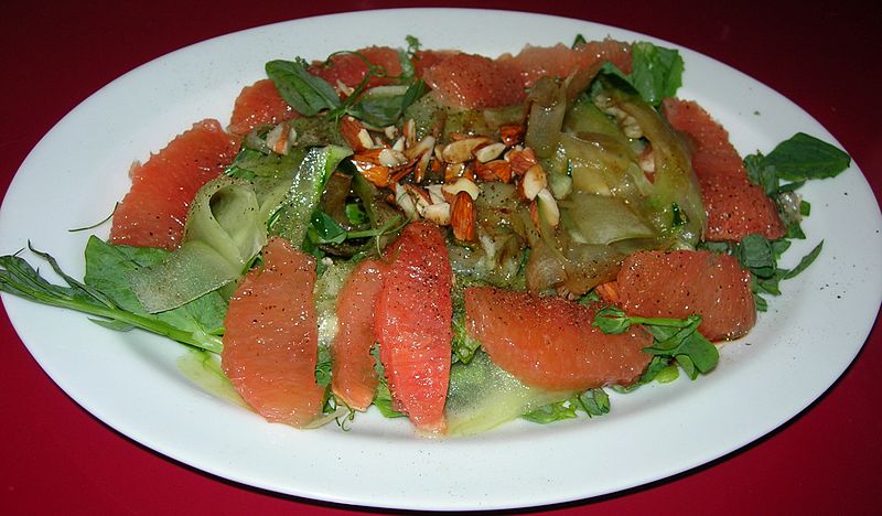 File:Pea Shoot, Cucumber & Grapefruit Salad (8760294887).jpg