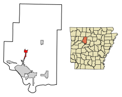 Местоположение на Дувър в окръг Поуп, Арканзас.