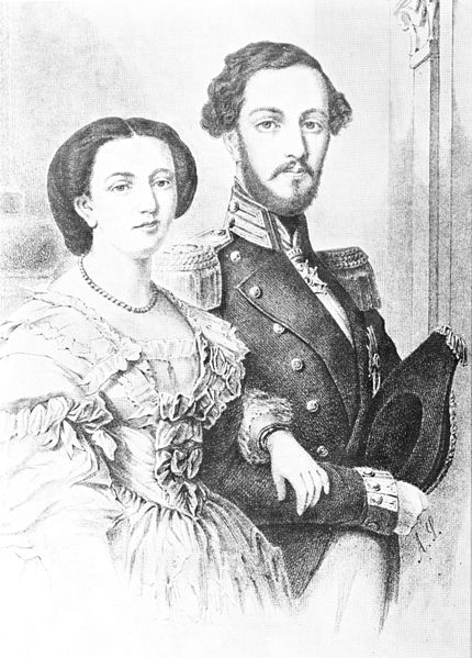 Prince Oscar and Princess Sophia at the time of their marriage in 1857