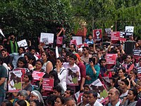 Protests at Parliament Street New Delhi for Unnao Kathua rape cases.jpg