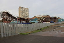 The remains of the Scenic Railway in January 2013 Remains of Scenic Railway Dreamland.JPG
