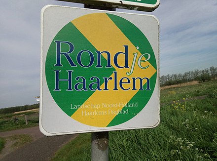 Route sign of cycle route around Haarlem, the Netherlands.