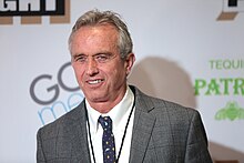 2024 U.S. presidential candidate Robert F. Kennedy Jr.'s COVID-19 immunity conspiracy theory has drawn parallels to the Great Replacement theory, in the idea that the virus was used as a "bioweapon" against white and black Americans, while "sparing" Ashkenazi Jews and Chinese people. Robert F. Kennedy Jr. (33367296652).jpg