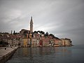 general view on Rovinj and the St. Euphemia cathedral