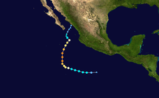 La trace de l'ouragan Sandra en 2015