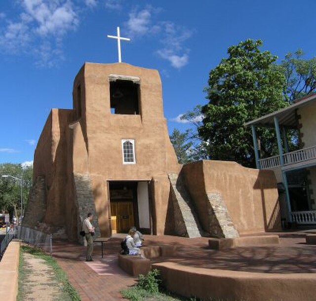 The Spanish Mission of San Miguel in Santa Fe, New Mexico. It is the oldest church in the United States.