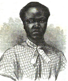 An illustration depicting a young Black woman wearing a plaid or checked blouse with a tie collar