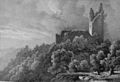 Vue d'artiste des châteaux du Schrankenfels et du Haneck en 1839.