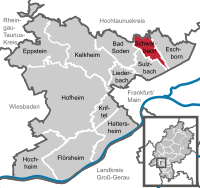 Ligging in die deelstaat Hesse