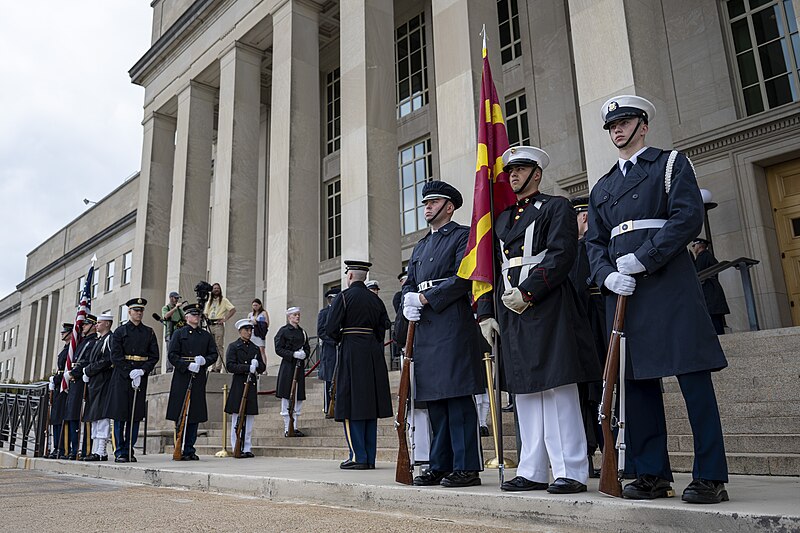 File:Secretary of Defense Lloyd Austin hosts North Macedonian Minister of Defense Slavjanka Petrovska for the U.S.-Republic of North Macedonia Roadmap for Defense Cooperation at the Pentagon, Washington, D.C., June 12, 2023 - 230612-D-PM193-1139.jpg