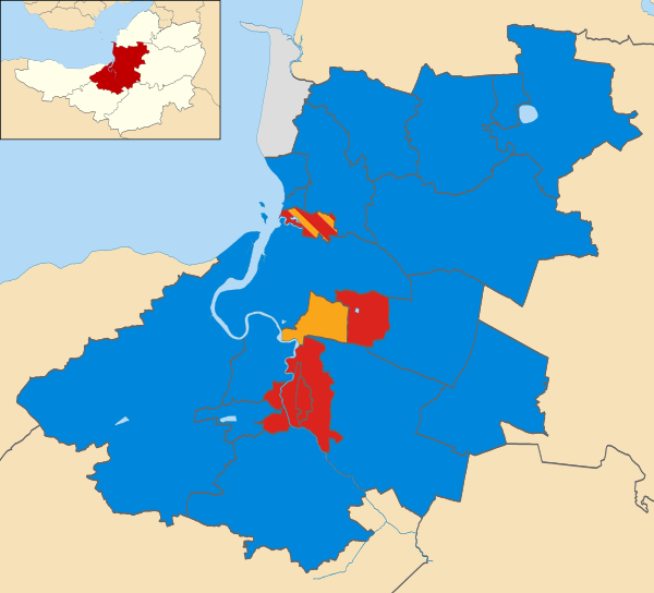 Map of the results of the 1999 Sedgemoor District Council election.