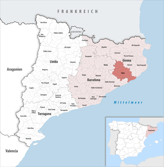 Die Lage der Comarca Selva in der Provinz Barcelona