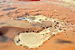 Aerial view of Sossusvlei. Most of the time without water