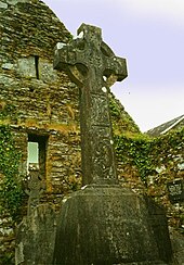 St Gobnait's Wood is named for Saint Gobnait, whose church lies just south of the wood St.Gobnai's Church, Baile Mhuirne (Ballyvouney) - geograph.org.uk - 756241.jpg