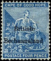 Overprinted Cape Stamp, 1885 Stamp Bechuanaland 1886 4p.jpg