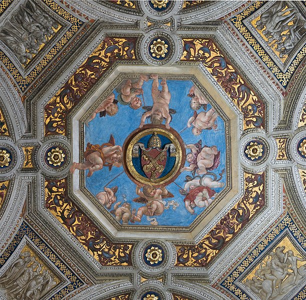 File:Stanza della Segnatura, detail keystone ceiling Vatican 18.jpg