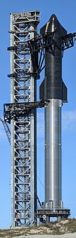 Starship prototype assembled and stacked at Boca Chica Starship full stack.jpg