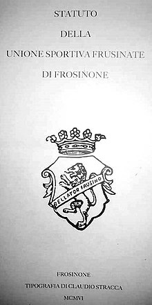 1906, Statute of the Unione Sportiva Frusinate: social coat of arms and year in Roman letters (MCMVI)