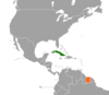 Location map for Cuba and Suriname.