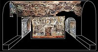 Back corridor room of the Cave of the Sixteen Swordbearers, looking towards the main cella (reconstitution).