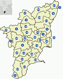 Tamilnadu: Geografia, Podział administracyjny, Przypisy