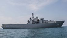 The Royal Thai Navy ship HTMS Angthong (LPD-791) navigates the waters off the coast of Thailand as part of an amphibious capabilities demonstration in support of exercise Cobra Gold (CG) 2016. Thai landing ship Angthong (LPD 791) in February 2016.JPG