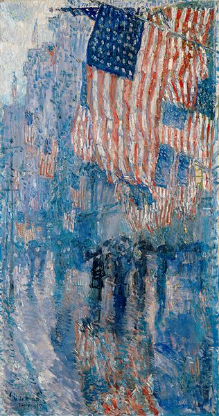 File:The Avenue in the Rain Frederick Childe Hassam 1917.jpeg