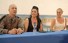 The Human League, July 2007: from left, Philip Oakey, Joanne Catherall, Susan Ann Sulley The Human League 2007 (DSC1032).jpg