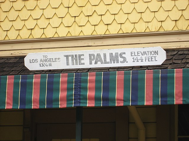 Station sign from The Palms train depot now located in Heritage Square Museum